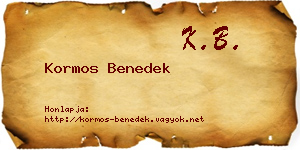 Kormos Benedek névjegykártya